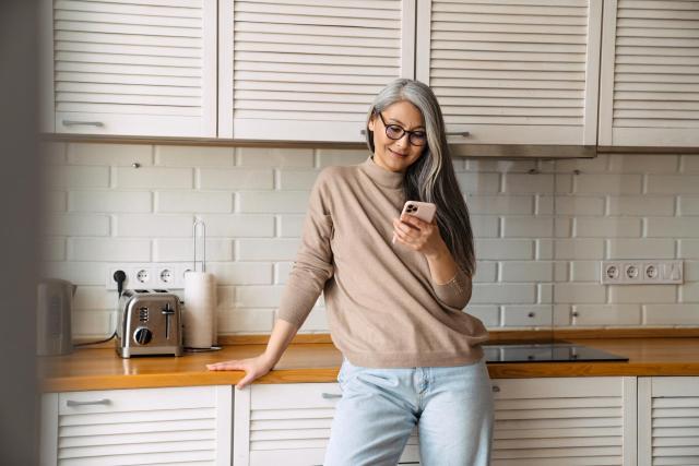 lady looking at phone